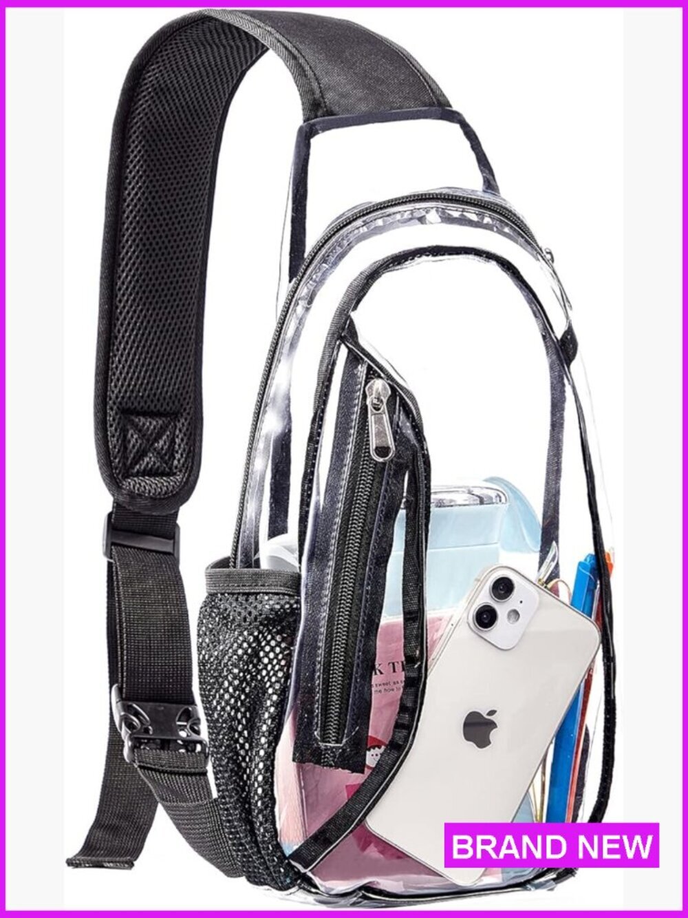 Clear Sling Bag Stadium Approved PVC Crossbody Backpack Casual Daypack Hiking